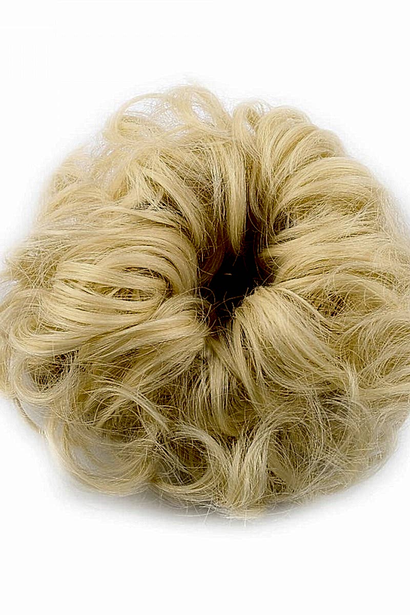 Saçlı Lastikli Topuz Toka - Platin