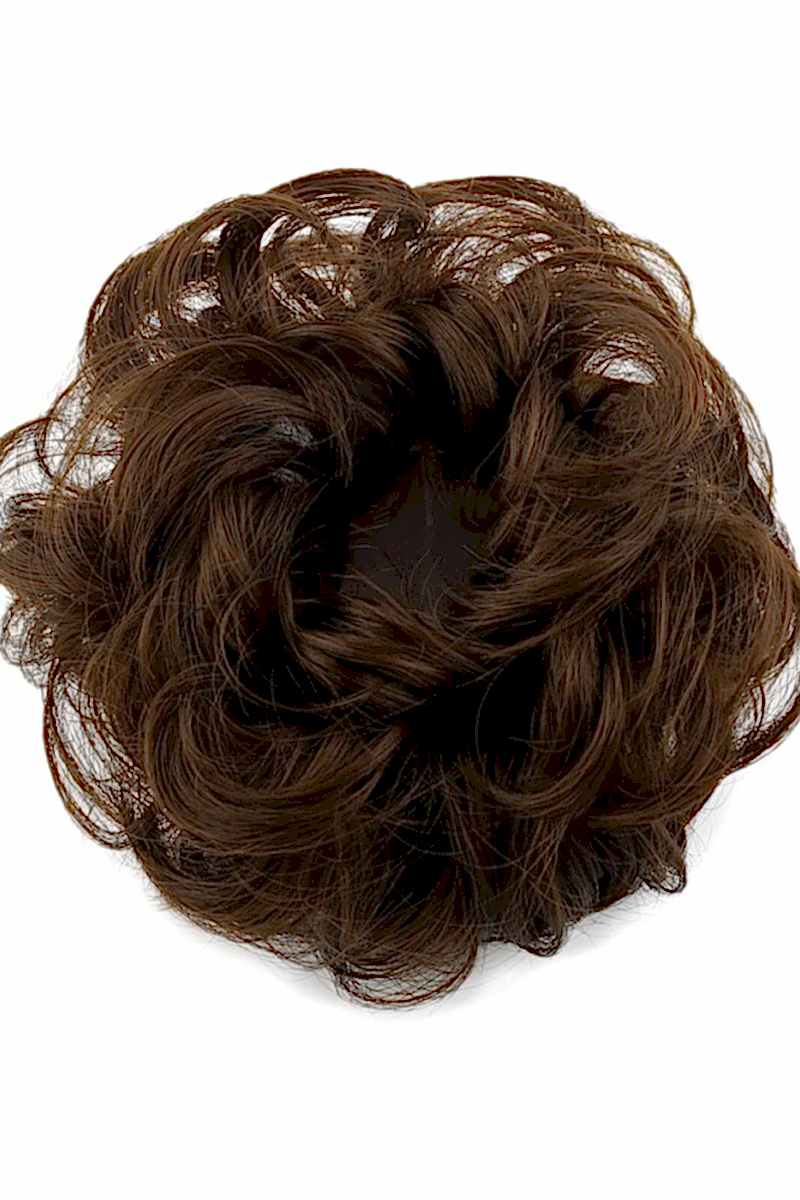 Saçlı Lastikli Topuz Toka - Kumral