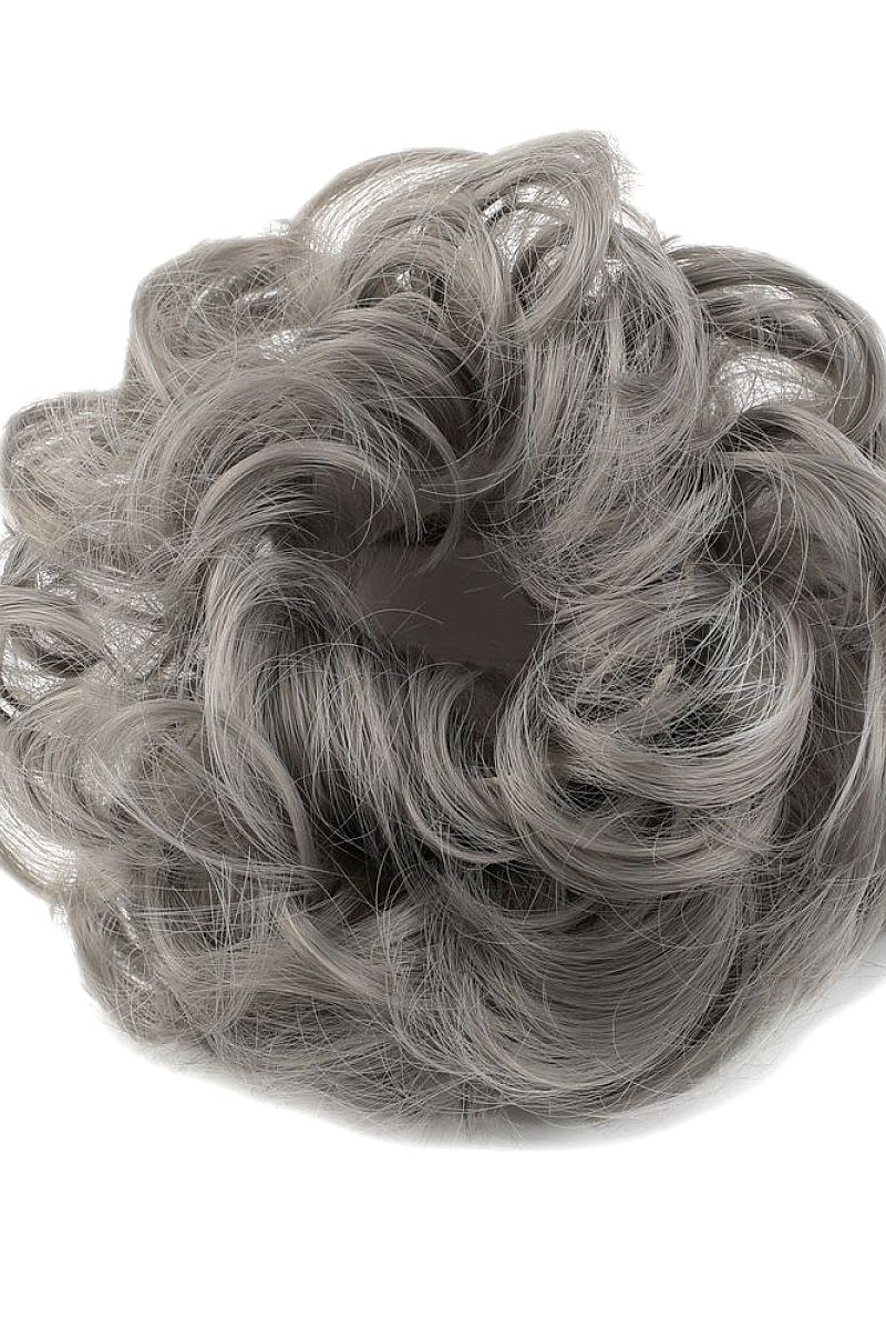 Saçlı Lastikli Topuz Toka - Gri