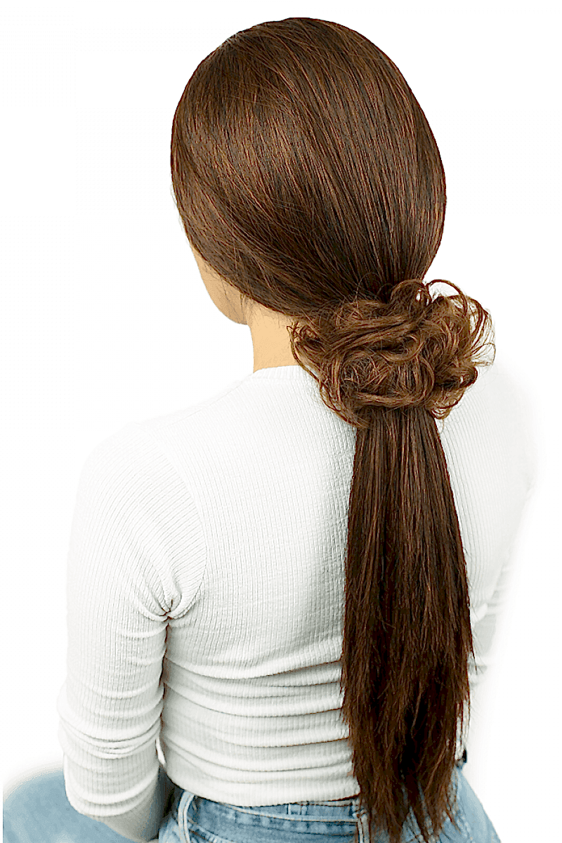Saçlı Lastikli Topuz Toka - Bebek Kumralı