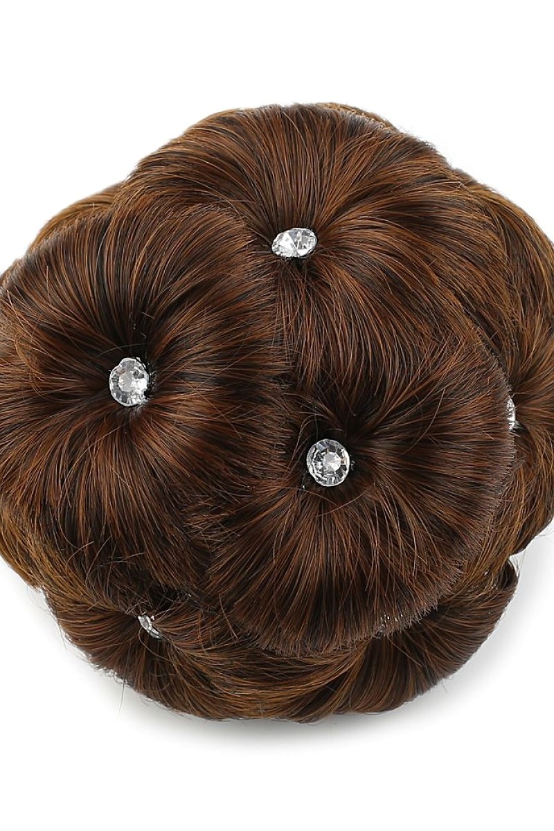 Taşlı Topuz Toka - Kahve Karamel