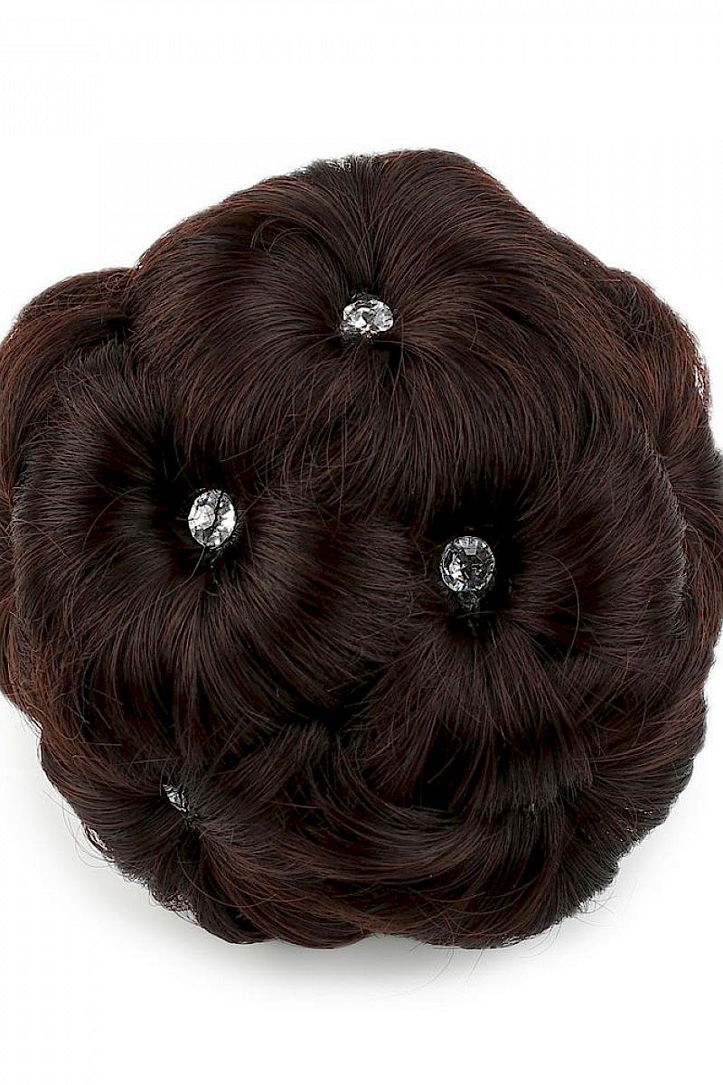 Taşlı Topuz Toka - Koyu Kahve