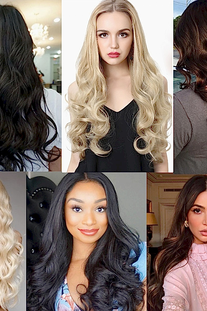 Fiber Sentetik Dalgalı Yarım Ay + 2 Yan Çıt Çıt - Karamel Platin Röfleli