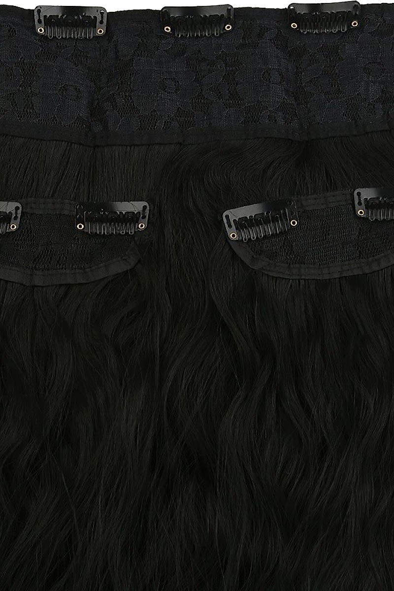 Fiber Sentetik Kabarık Dalgalı Yarım Ay + 2 Yan Çıt Çıt - Siyah