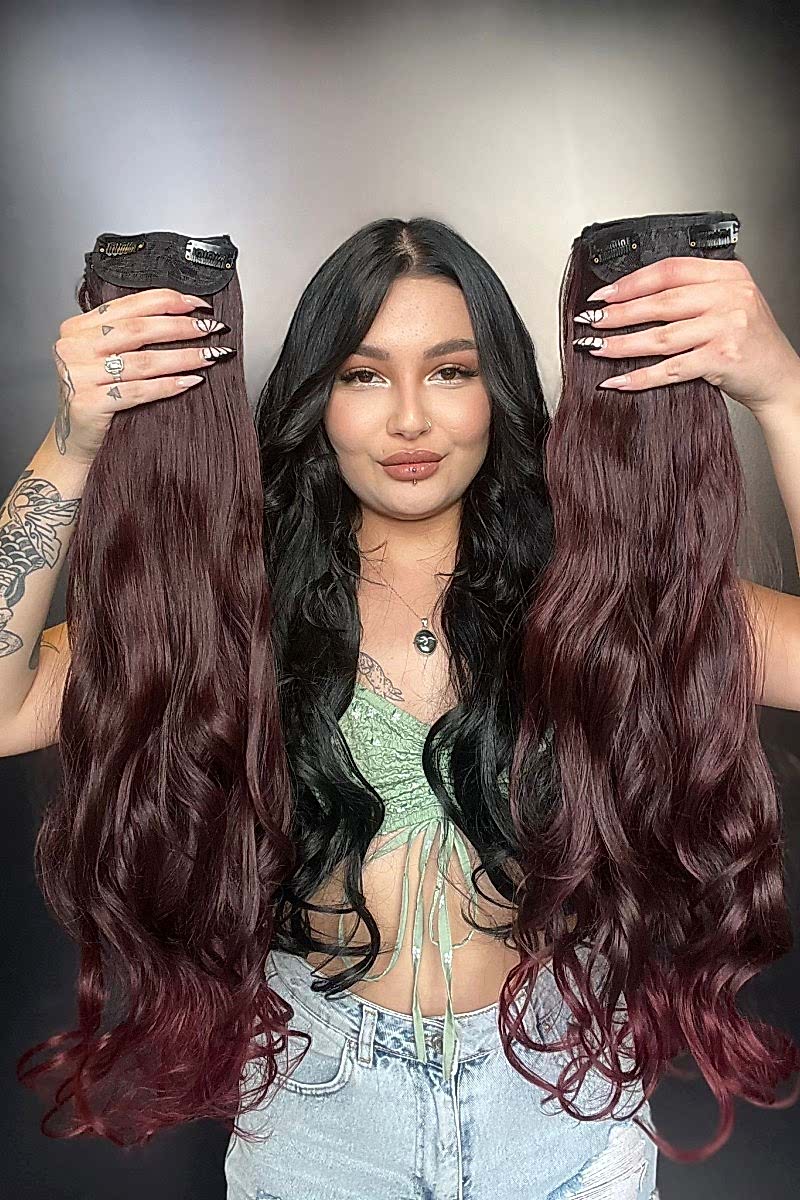 Dalgalı 8 Parça Çıt Çıt - Koyu Kızıl