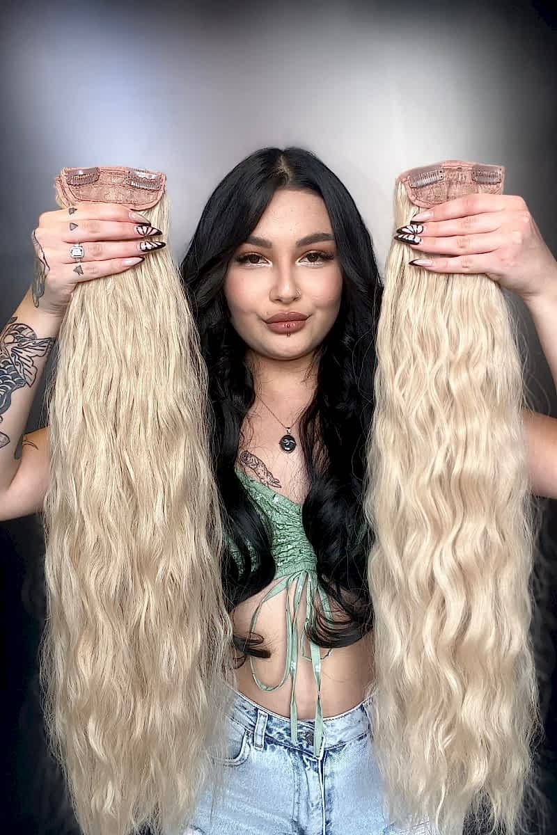 Afro  Dalgalı 8 Parça Çıt Çıt - Balköpüğü Beyaz Platin Röfleli