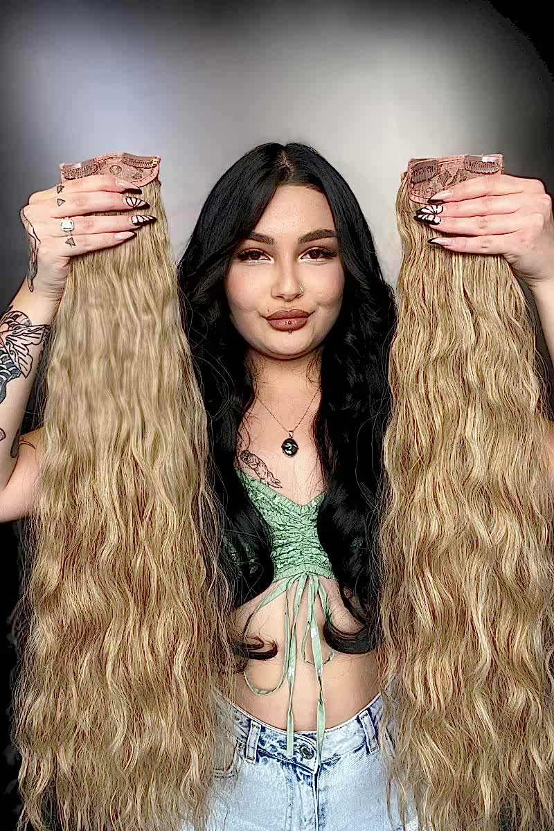 Afro  Dalgalı 8 Parça Çıt Çıt - Karamel Platin Röfleli