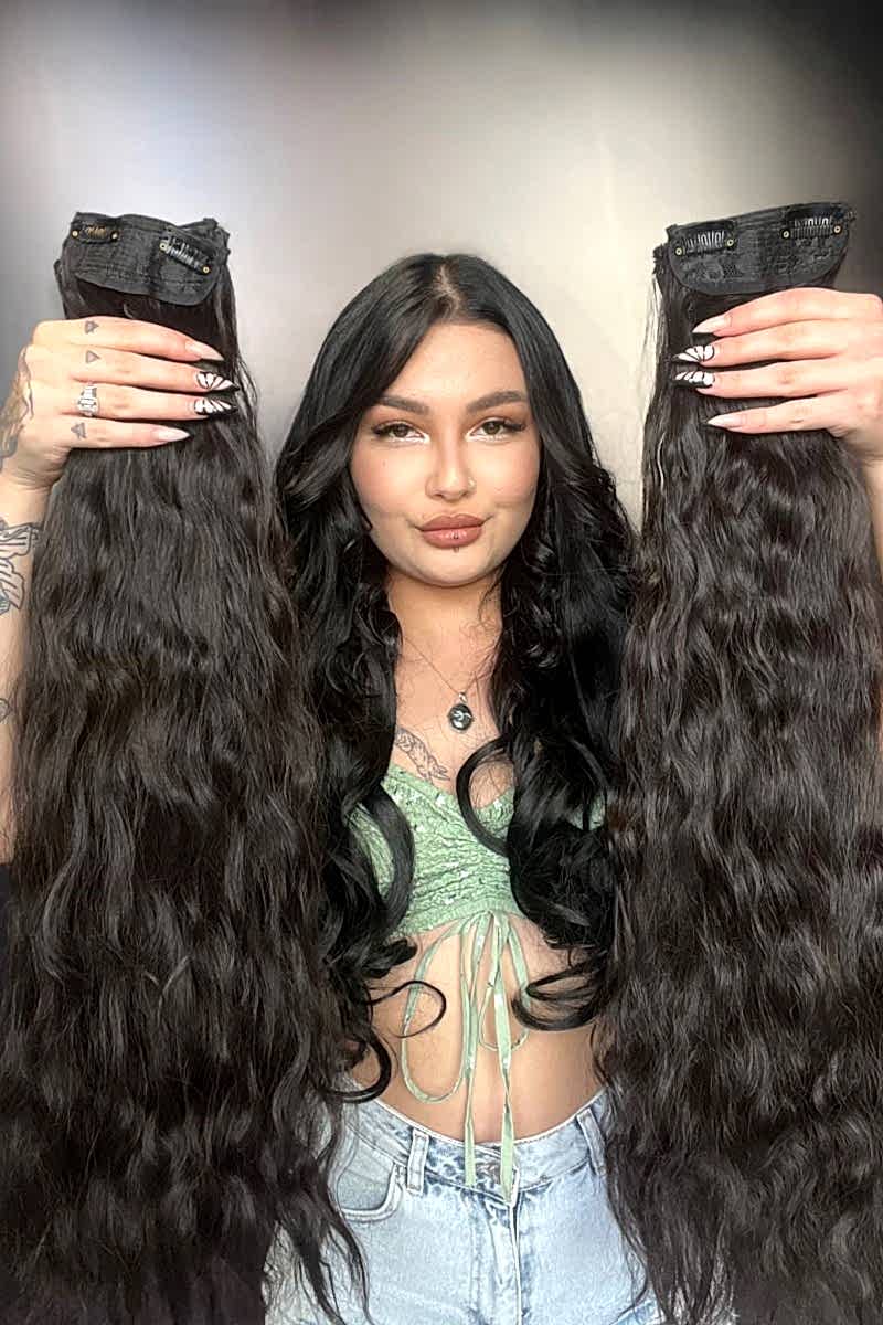 Afro  Dalgalı 8 Parça Çıt Çıt - Kahverengi