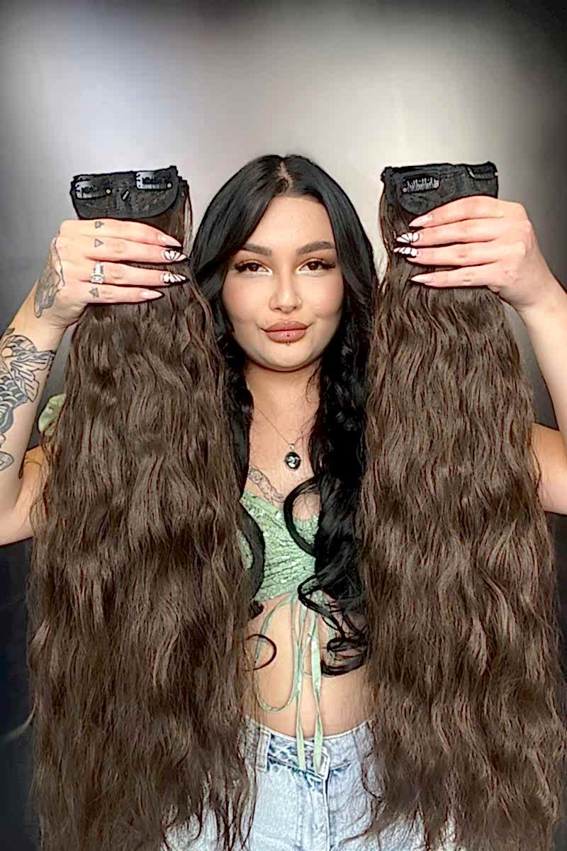 Afro Dalgalı 8 Parça Çıt Çıt - Açık Kahve