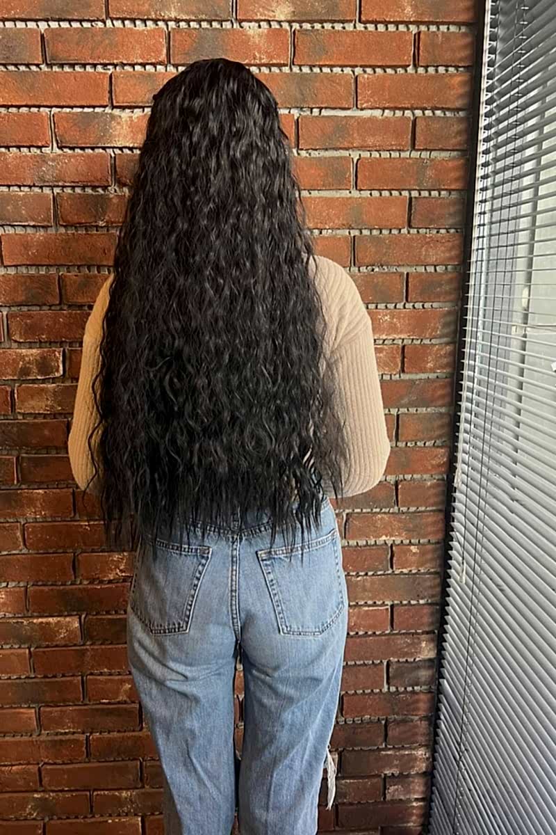 Fiber Sentetik Kabarık Dalgalı Yarım Ay + 2 Yan Çıt Çıt - Siyah