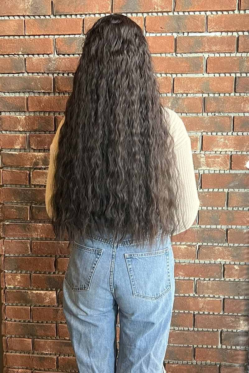 Fiber Sentetik Kabarık Dalgalı Yarım Ay + 2 Yan Çıt Çıt - Kahverengi K