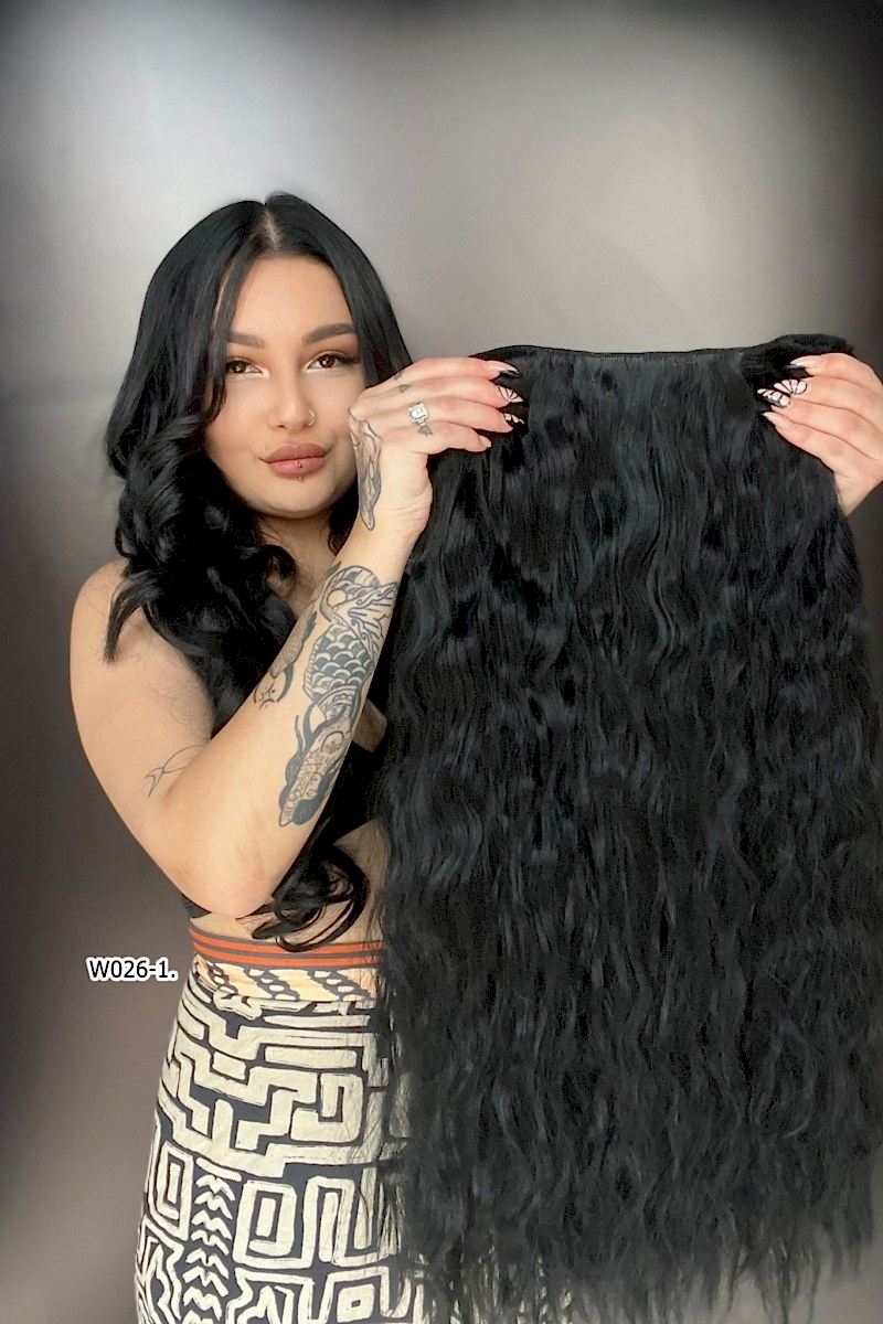 Afro Dalgalı Yarım Ay + 2 Yan Çıt Çıt - Siyah