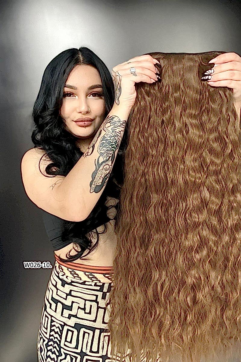 Afro Dalgalı Yarım Ay + 2 Yan Çıt Çıt - Kumral