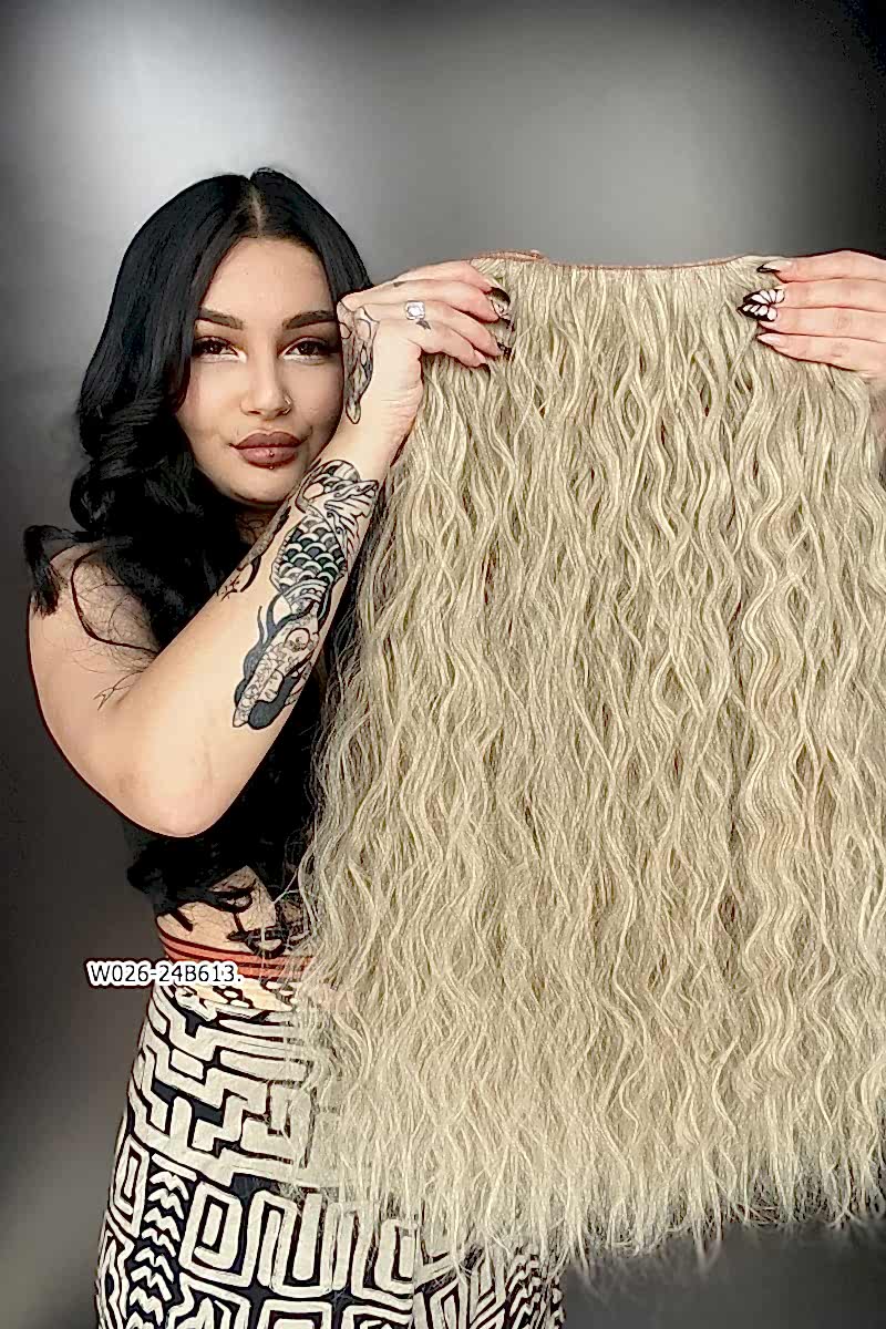 Afro Dalgalı Yarım Ay + 2 Yan Çıt Çıt - Balköpüğü Platin Röfleli