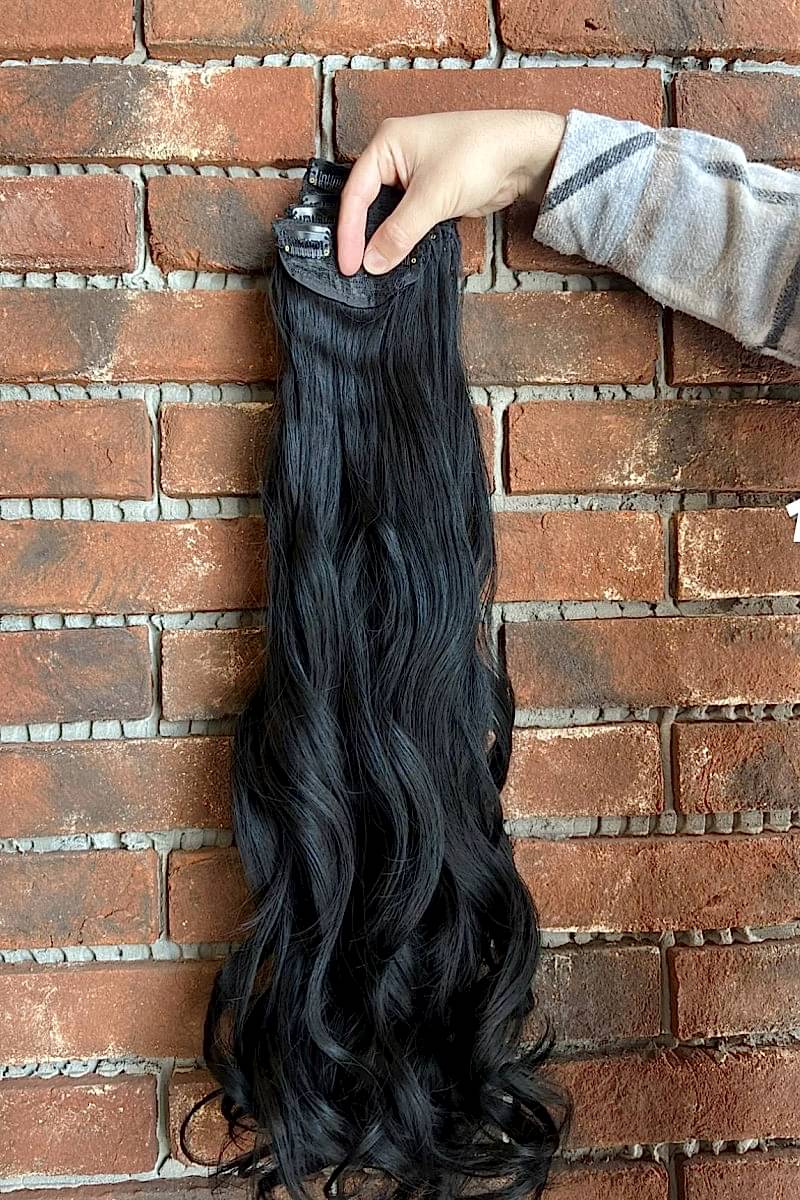 Fiber Sentetik Dalgalı 8 Parça Çıt Çıt - Siyah