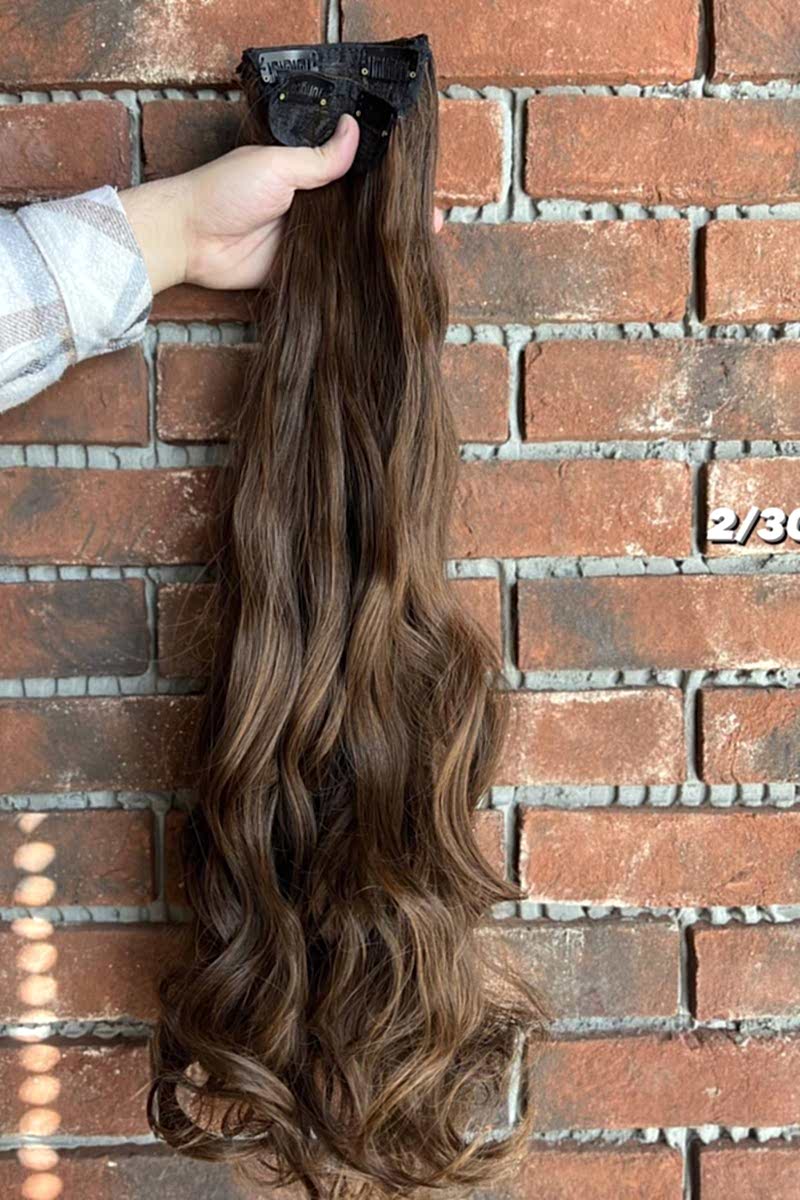 Fiber Sentetik Dalgalı 8 Parça Çıt Çıt - Kahve Karamel